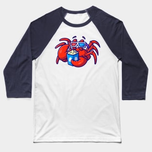 Cute Crab Watching Movie Cartoon Baseball T-Shirt